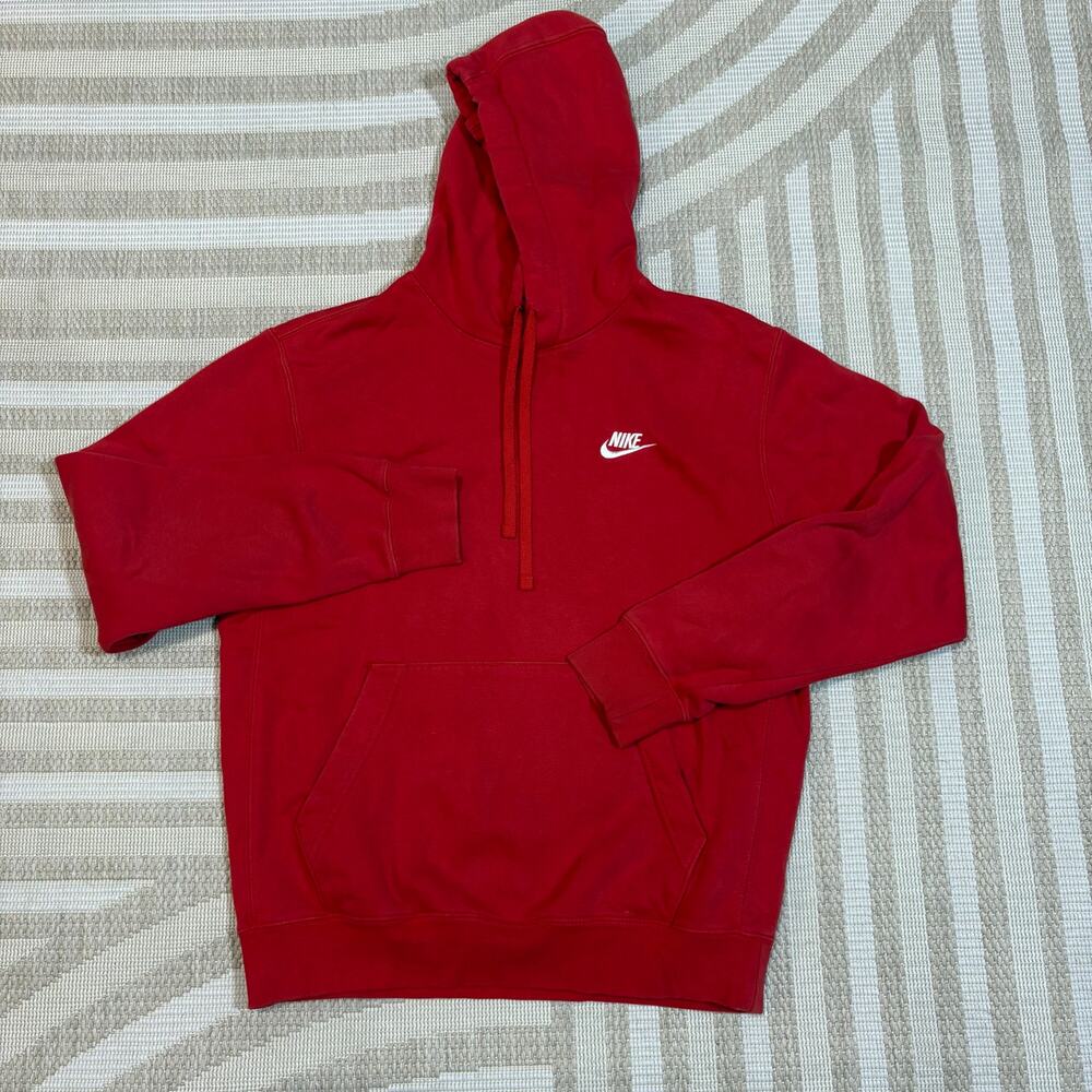 Nike Red Men's Small Solid Color Hoodie Drawstrings Back to School Athleisure